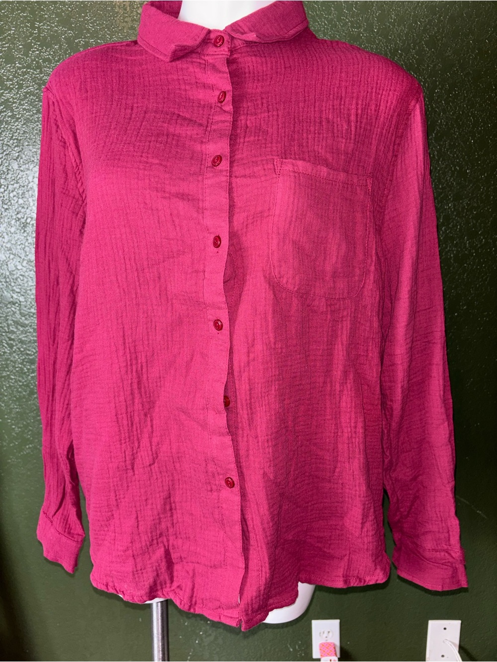Bright Magenta Button-Up Shirt